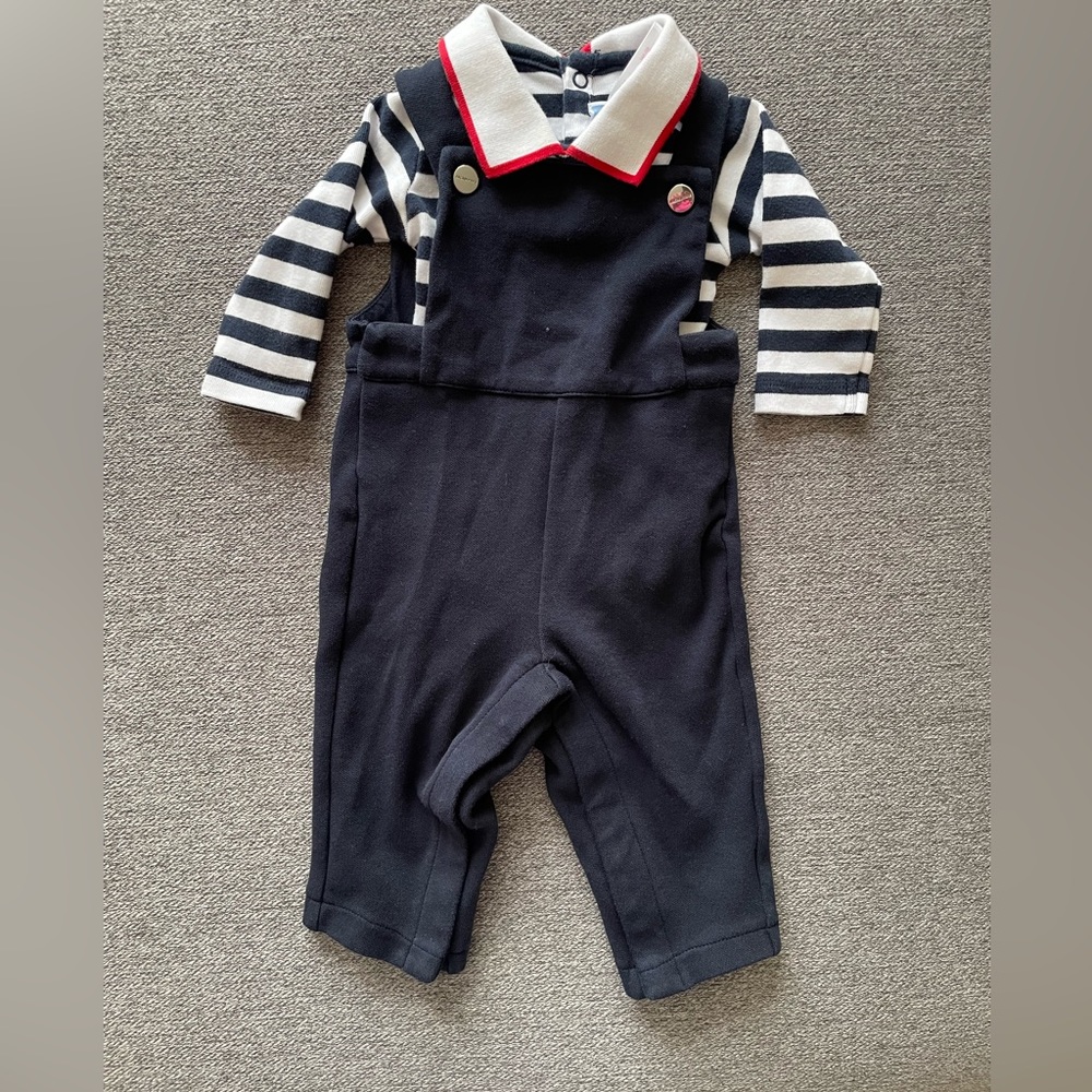 Jacadi overall and collared onesie